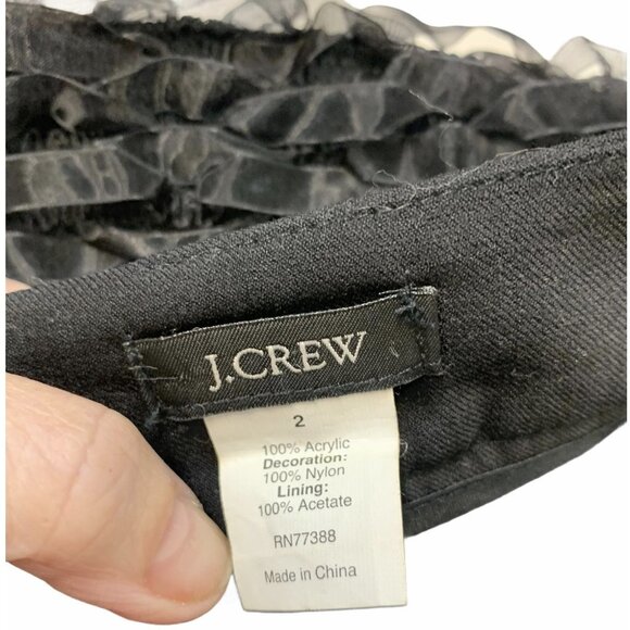 J.Crew Skirt Womens 2 Black Ribbon Rosette Textured Mini Lined Back Zip Party - Picture 7 of 9